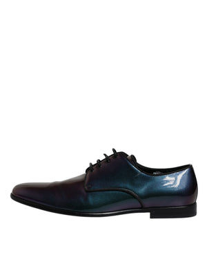 Multicolor Pfau Lackleder Derby Männer Kleid Schuhe