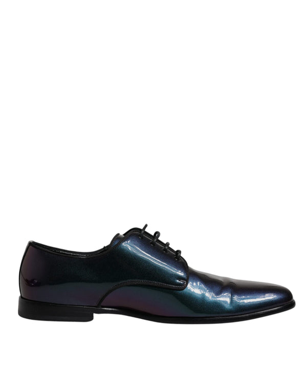 Multicolor Pfau Lackleder Derby Männer Kleid Schuhe
