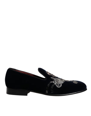 Schwarz Samt Floral Gun Loafers Kleid Schuhe