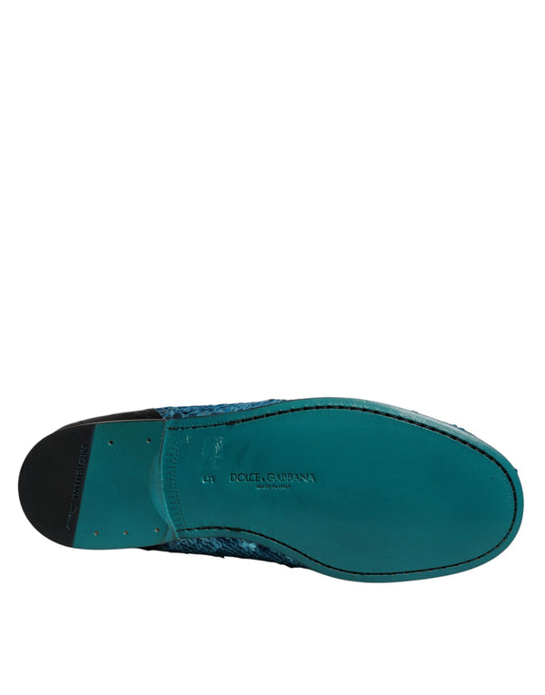 Blaue Pailletten Loafers Formelle Schuhe