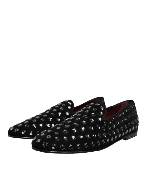 Schwarze kristallverzierte Loafers Kleid Schuhe