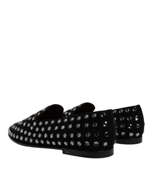Schwarze kristallverzierte Loafers Kleid Schuhe