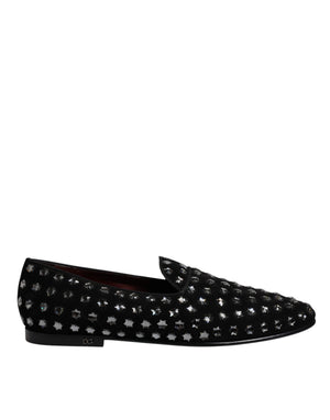 Schwarze kristallverzierte Loafers Kleid Schuhe