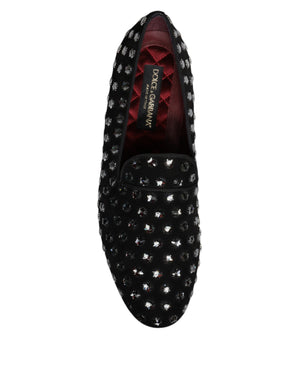 Schwarze kristallverzierte Loafers Kleid Schuhe