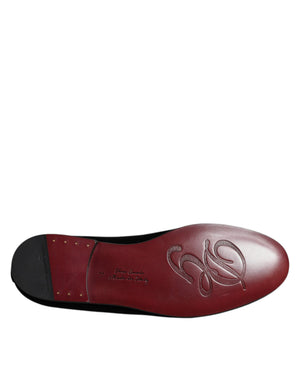 Schwarzer Samt Kristallkrone Loafers Formelle Kleid Schuhe