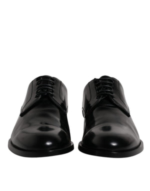 Schwarze Kalbsleder Derby Schnürschuhe Formal Dress Schuhe
