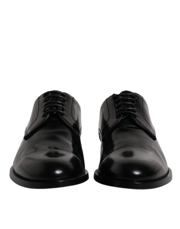 Schwarze Kalbsleder Derby Schnürschuhe Formal Dress Schuhe