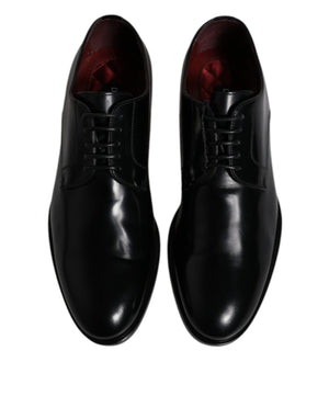 Schwarze Kalbsleder Derby Schnürschuhe Formal Dress Schuhe