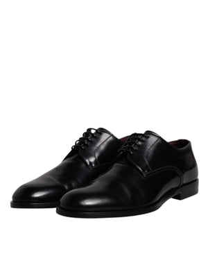 Schwarze Kalbsleder Derby Schnürschuhe Formal Dress Schuhe