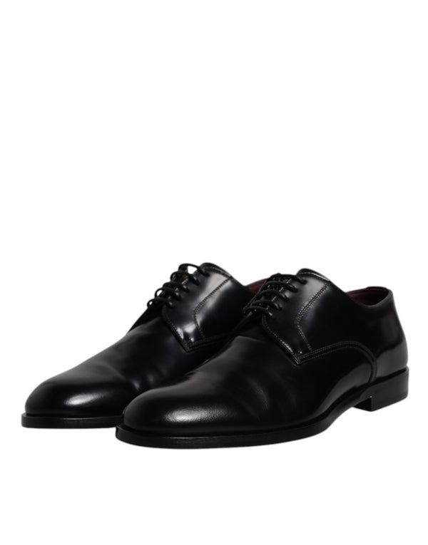 Schwarze Kalbsleder Derby Schnürschuhe Formal Dress Schuhe