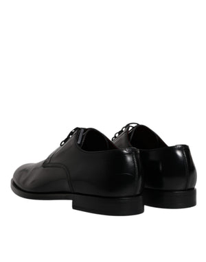 Schwarze Kalbsleder Derby Schnürschuhe Formal Dress Schuhe