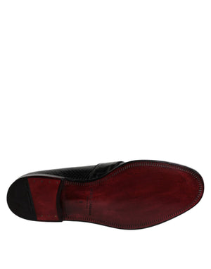 Schwarze Exotische Leder DG Logo Loafers Formelle Anzugschuhe