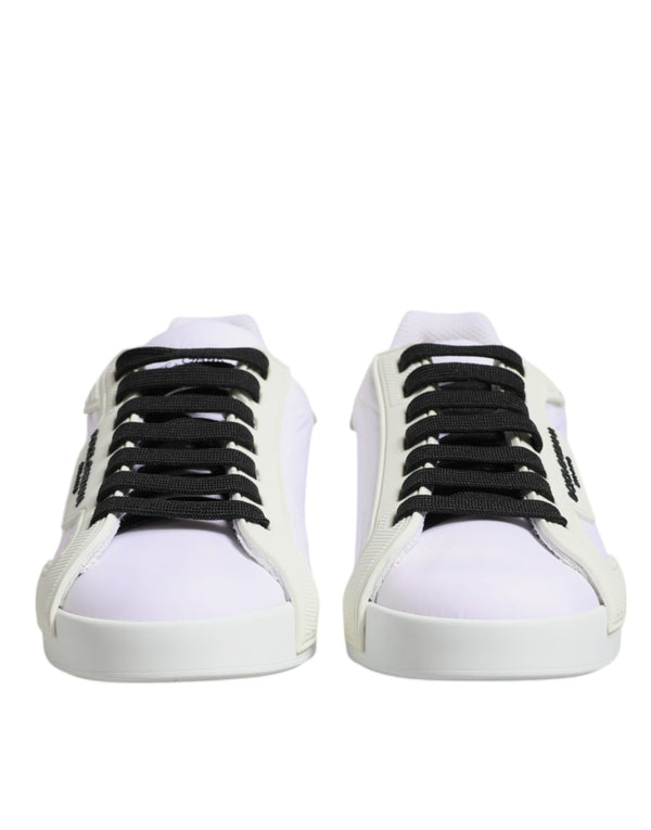 Weiße Nylon Leder Low Top Sneakers Schuhe