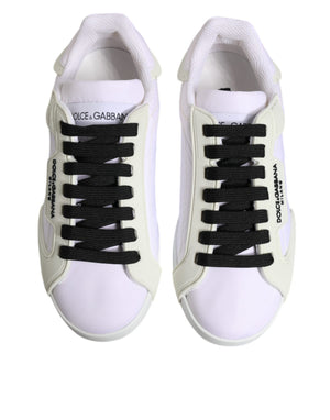 Weiße Nylon Leder Low Top Sneakers Schuhe