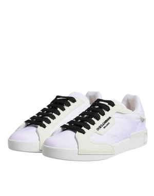 Weiße Nylon Leder Low Top Sneakers Schuhe