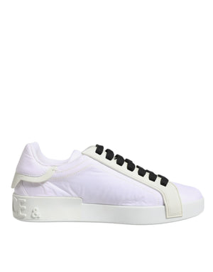 Weiße Nylon Leder Low Top Sneakers Schuhe