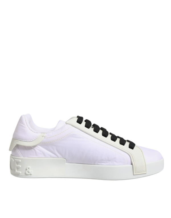 Weiße Nylon Leder Low Top Sneakers Schuhe