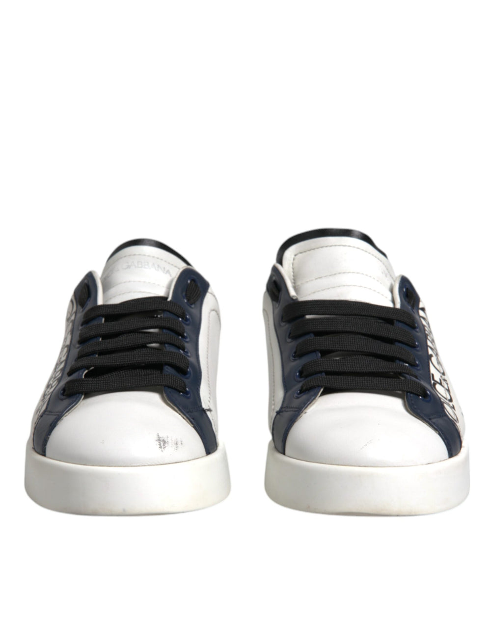 Weiß Blau Leder Crown Milano Turnschuhe Schuhe