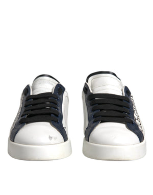 Weiß Blau Leder Crown Milano Turnschuhe Schuhe