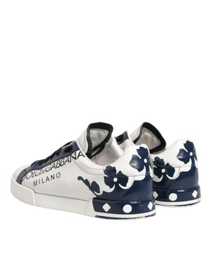 Weiß Blau Leder Crown Milano Turnschuhe Schuhe