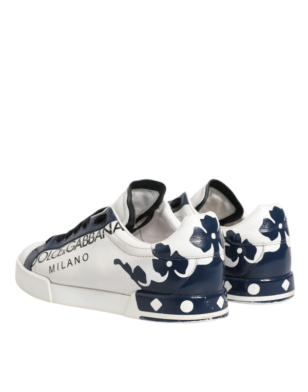 Weiß Blau Leder Crown Milano Turnschuhe Schuhe