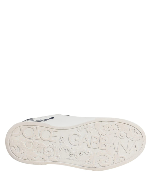Weiß Blau Leder Crown Milano Turnschuhe Schuhe