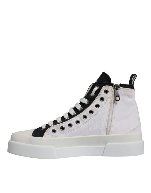 Weiß Schwarz Baumwolle High Top Turnschuhe Schuhe
