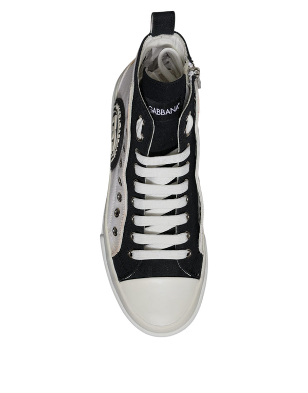 Weiß Schwarz Baumwolle High Top Turnschuhe Schuhe
