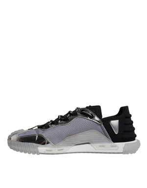 Silber Schwarz Nylon NS1 Low Top Turnschuhe Schuhe