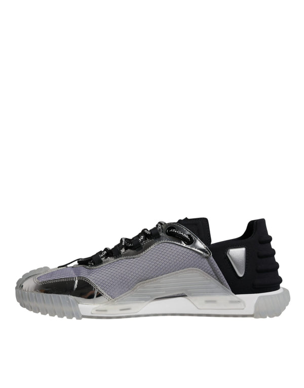 Silber Schwarz Nylon NS1 Low Top Turnschuhe Schuhe
