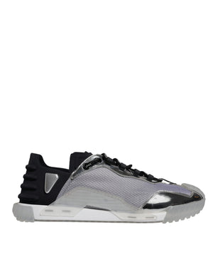 Silber Schwarz Nylon NS1 Low Top Turnschuhe Schuhe