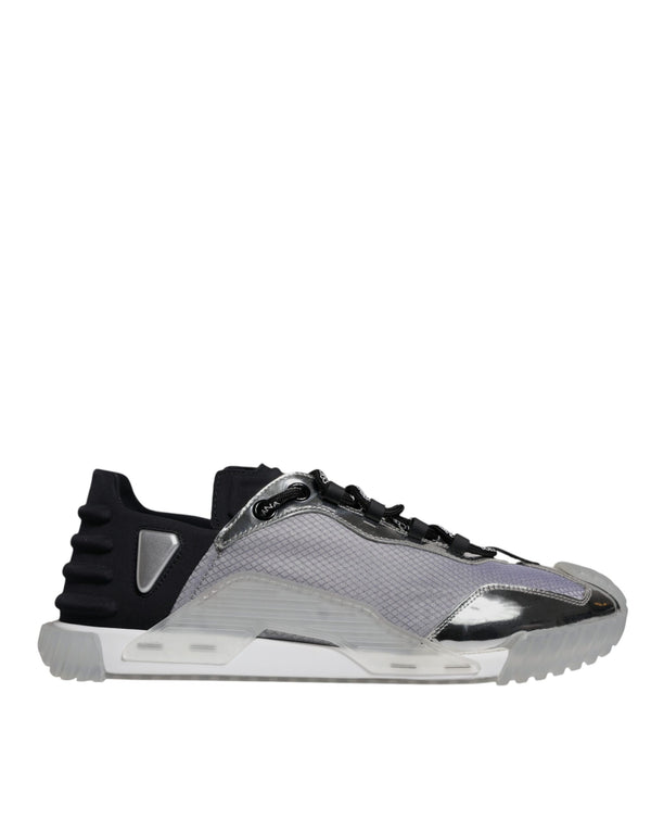 Silber Schwarz Nylon NS1 Low Top Turnschuhe Schuhe