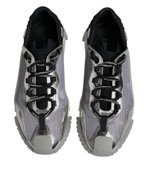 Silber Schwarz Nylon NS1 Low Top Turnschuhe Schuhe
