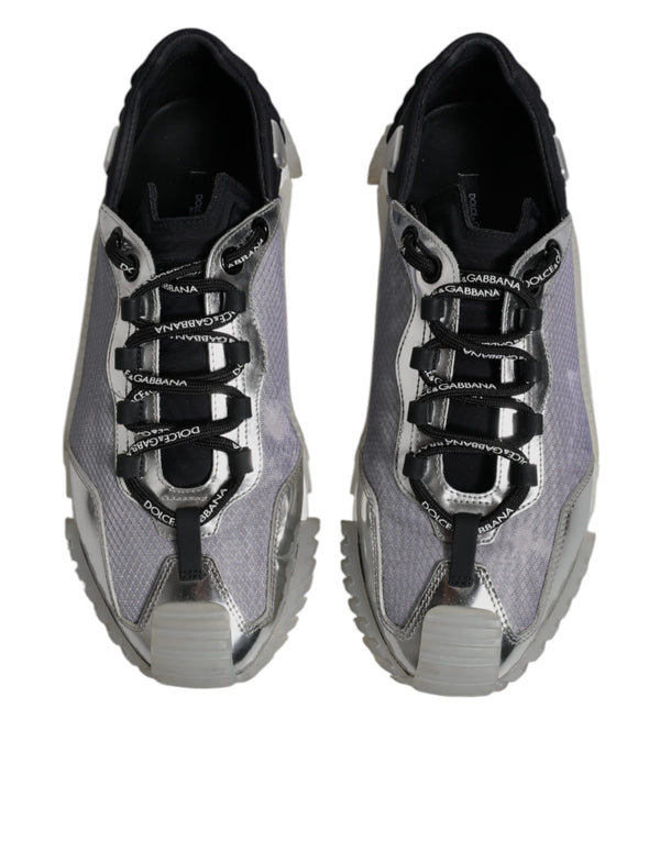 Silber Schwarz Nylon NS1 Low Top Turnschuhe Schuhe