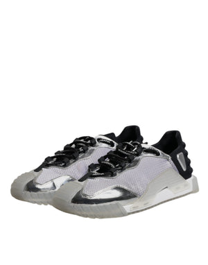 Silber Schwarz Nylon NS1 Low Top Turnschuhe Schuhe