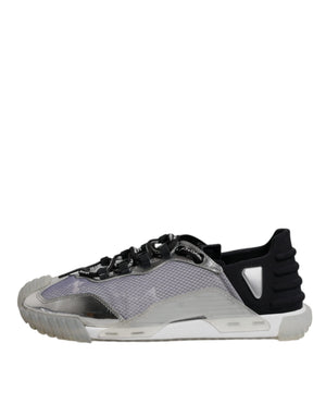 Silber Schwarz Nylon NS1 Low Top Turnschuhe Schuhe