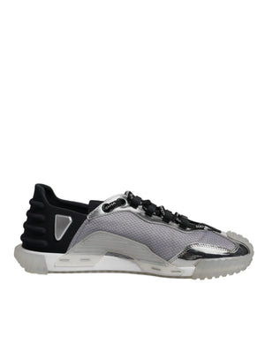 Silber Schwarz Nylon NS1 Low Top Turnschuhe Schuhe