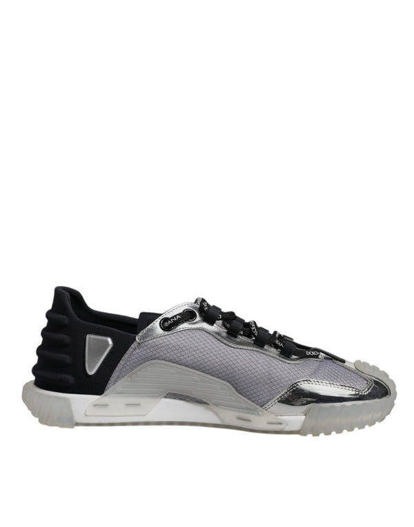 Silber Schwarz Nylon NS1 Low Top Turnschuhe Schuhe