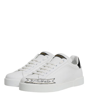 Weiße Leder Low Top Lace Up Sneakers Schuhe