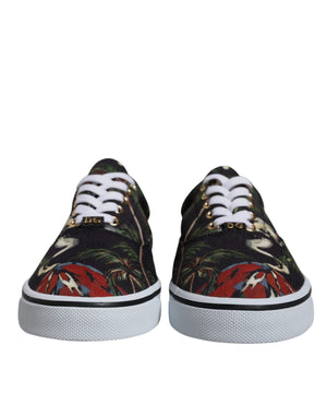 Schwarz Tropical Print Low Top Sneakers Schuhe
