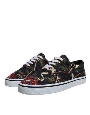 Schwarz Tropical Print Low Top Sneakers Schuhe
