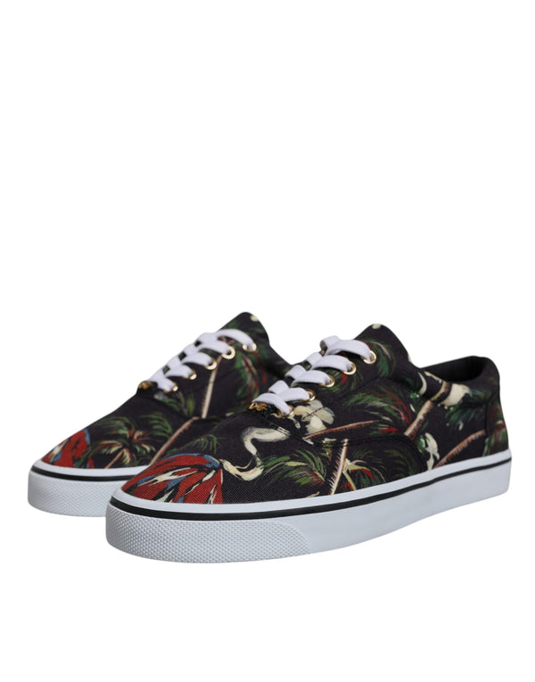 Schwarz Tropical Print Low Top Sneakers Schuhe