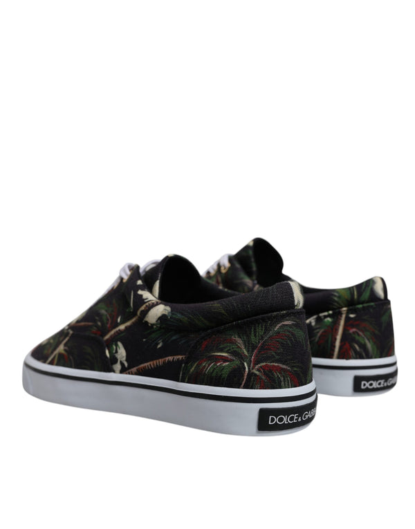 Schwarz Tropical Print Low Top Sneakers Schuhe