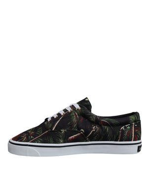 Schwarz Tropical Print Low Top Sneakers Schuhe