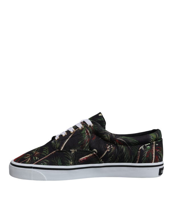 Schwarz Tropical Print Low Top Sneakers Schuhe