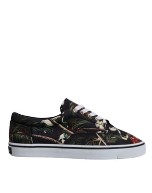 Schwarz Tropical Print Low Top Sneakers Schuhe