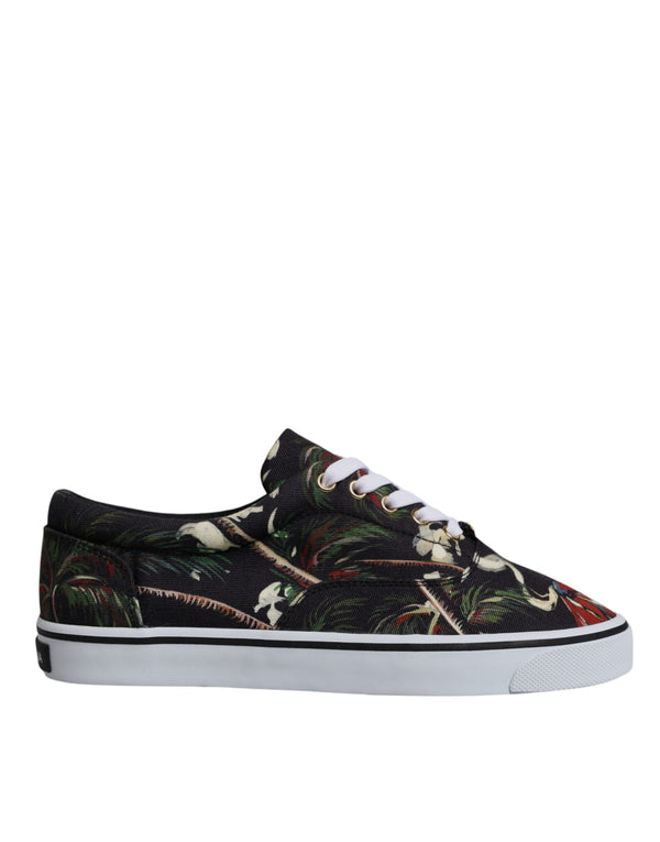Schwarz Tropical Print Low Top Sneakers Schuhe