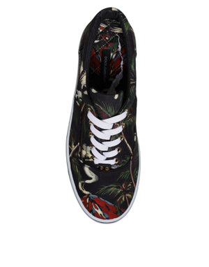 Schwarz Tropical Print Low Top Sneakers Schuhe