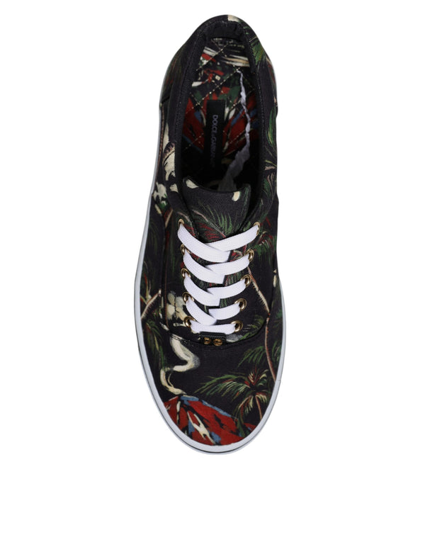 Schwarz Tropical Print Low Top Sneakers Schuhe