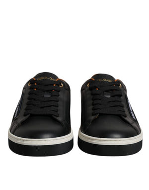 Schwarz Leder Low Top Männer Turnschuhe Schuhe